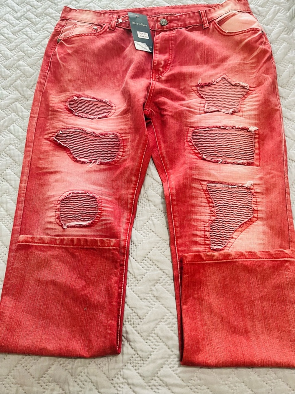 Women Distressed Red Ripped Jeans - Fashion Fit